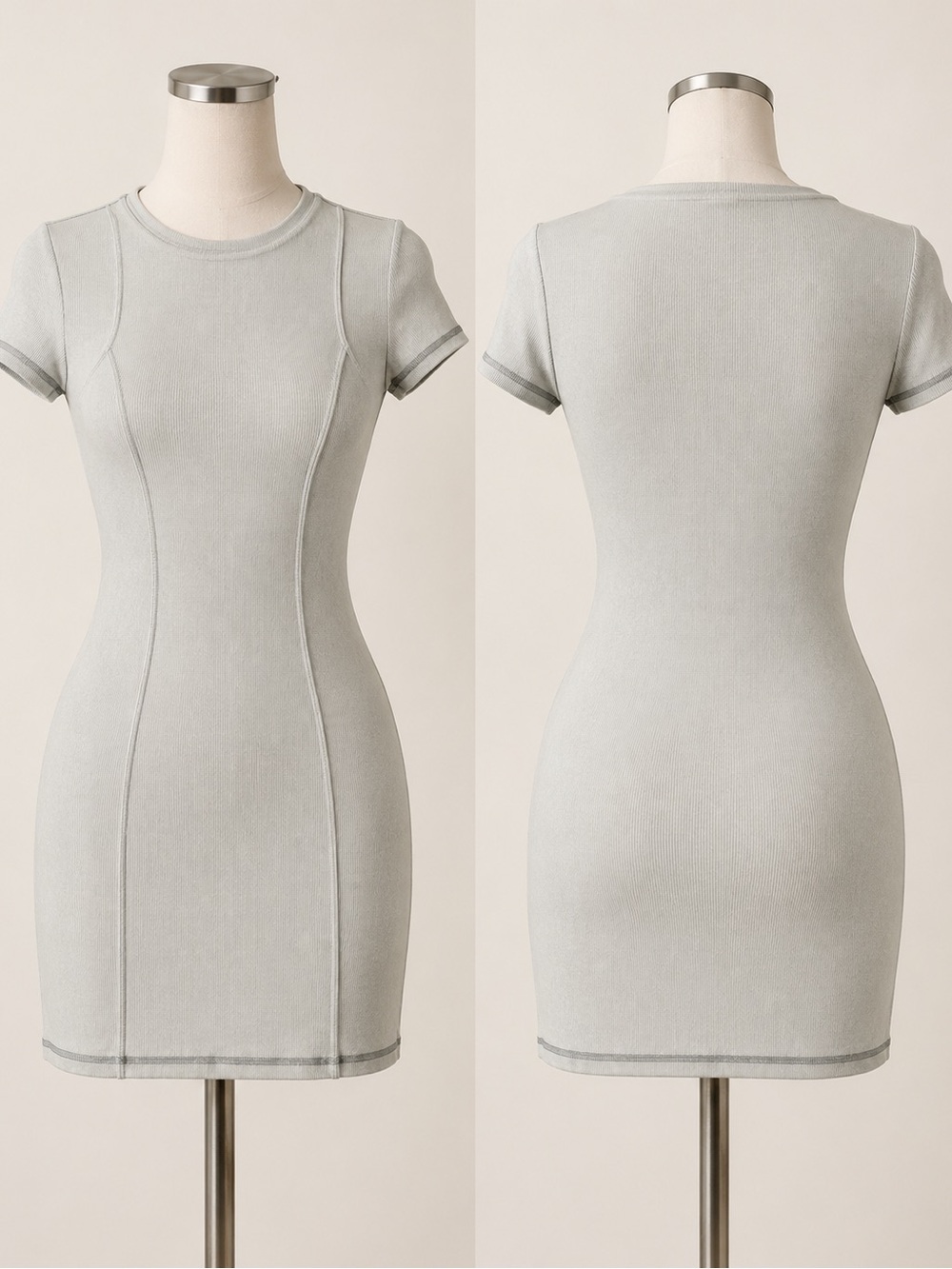Ribbed Bodycon Midi Dress – Size Small